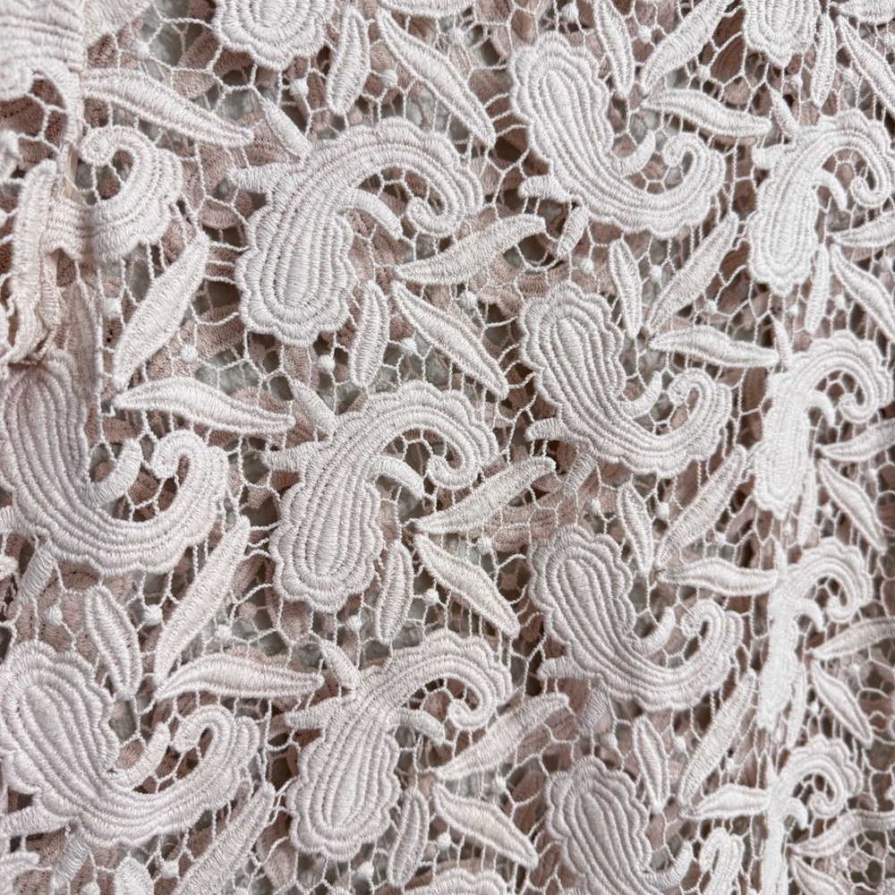 LOFT Soft Pink Paisley Crochet Knit Top Cover Up XS - Picture 5 of 7